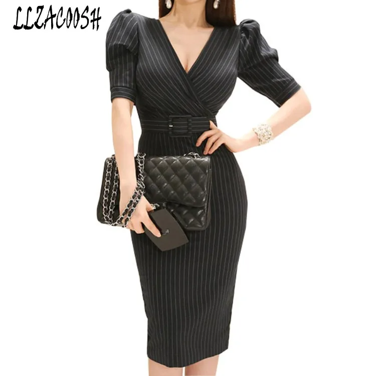 High Qualty Fashion Women Office OL Dress 2018 Summer Retro short Sleeve Ladies Casual Sashes Dresses | Женская одежда