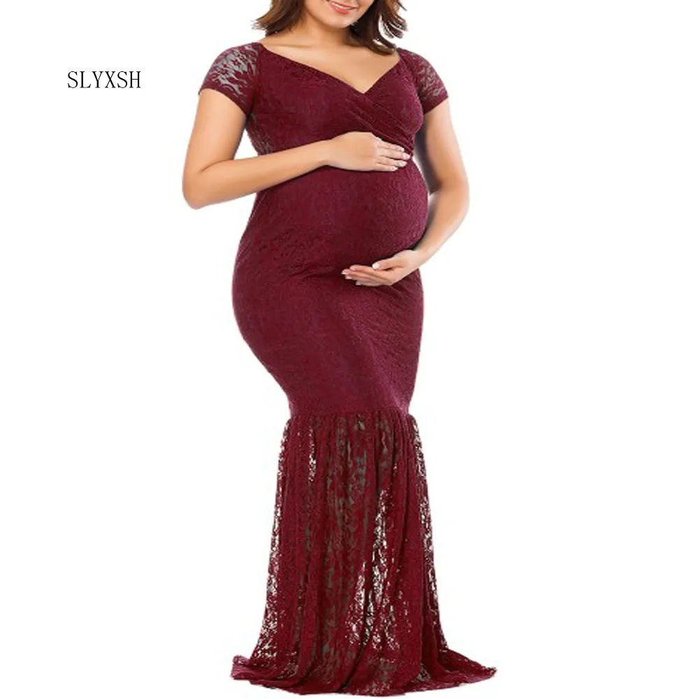 

Maternity Dresses Photography Props fashion Pregnancy black Dresses Shoulders Sexy Pregnant Photography Props Clothes
