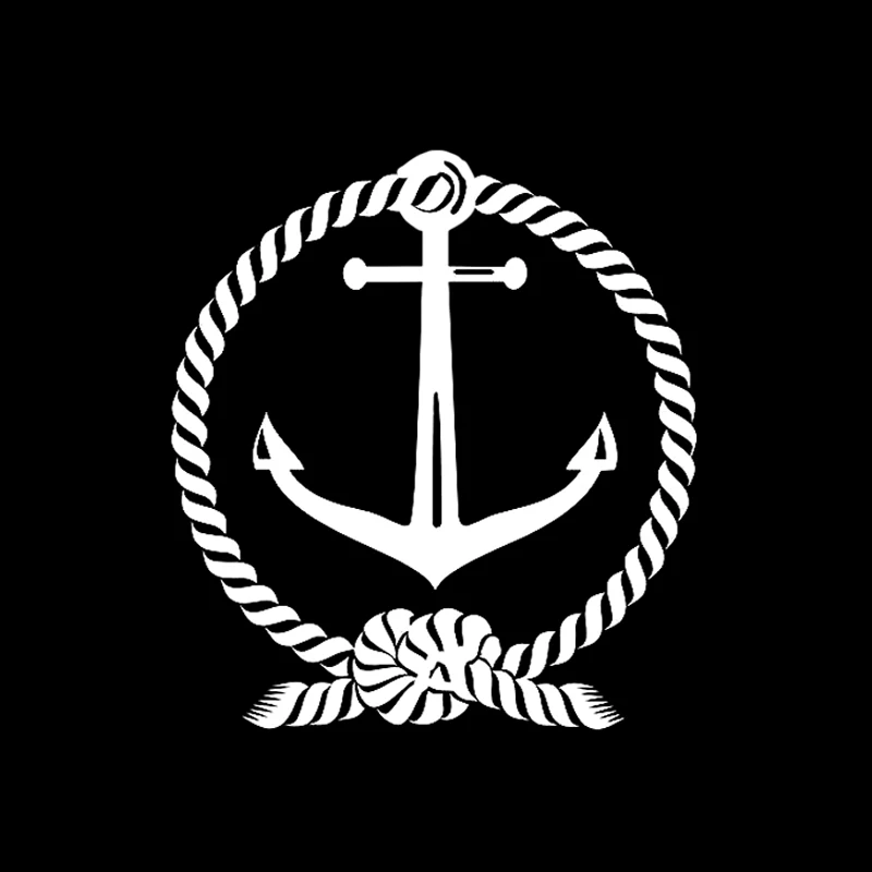 Интересная виниловая наклейка QYPF 12 8*14 2 см для окон автомобиля с якорем и веревкой