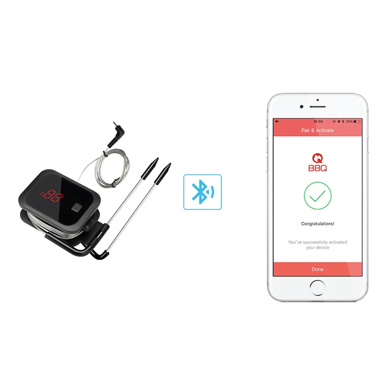 Inkbird Цифровой приготовления Bluetooth беспроводной гриль мясо печь барбекю еда термометр C/F с 2 нержавеющая сталь зонды и бесплатное приложение