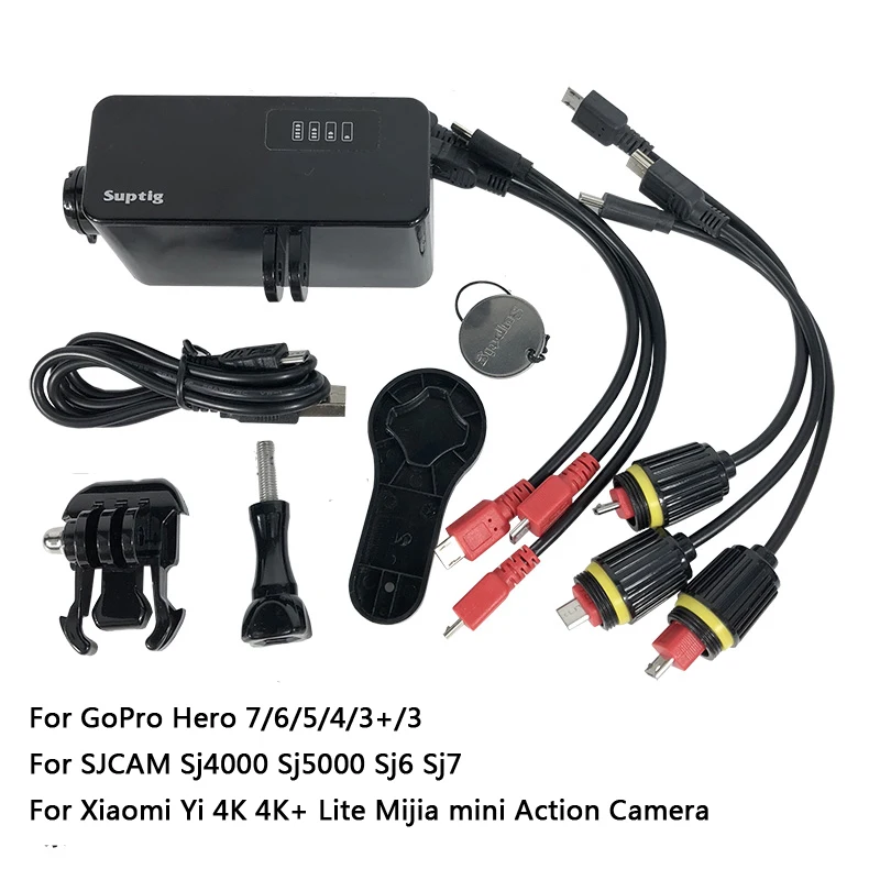 Внешний аккумулятор на 5200 мА · ч 30 м водонепроницаемый внешний для GoPro Hero 9/8/7/6/5/4/3