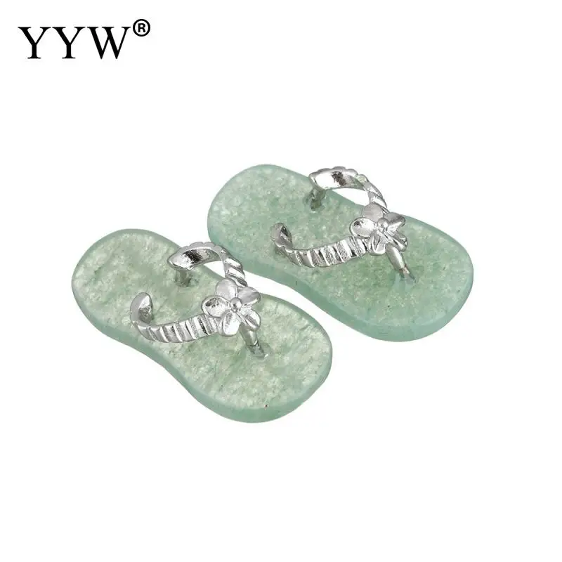 green quartz YYW, 1 пара, Женские Подвески для влюбленных, ювелирные изделия, новая мода, тапочки, очаровательные Висячие, натуральный прозрачный кварц, опал, роза, камень, подвески - Окраска металла: green quartz