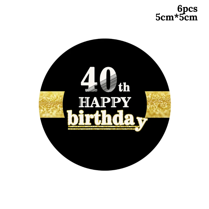 6pc 40 Paper Sticker 30 день рождения украшения для взрослых 30 40 50 60 лет Декор счастливый плакат "с днем рождения" номер воздушный шар Globos 50 Свадьба юбилей - Цвет: 6pc 40 Paper Sticker