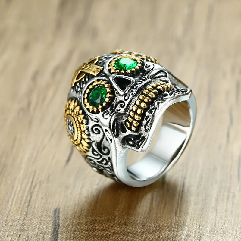 Готическая резьба капала череп кольцо из нержавеющей стали кольца для мужчин