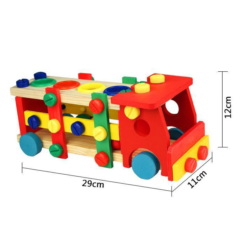 

DIY Wooden Building blocks Removable Car toy model Assembly truck Multi-color Knock Car block Toys for children kids Boy gift