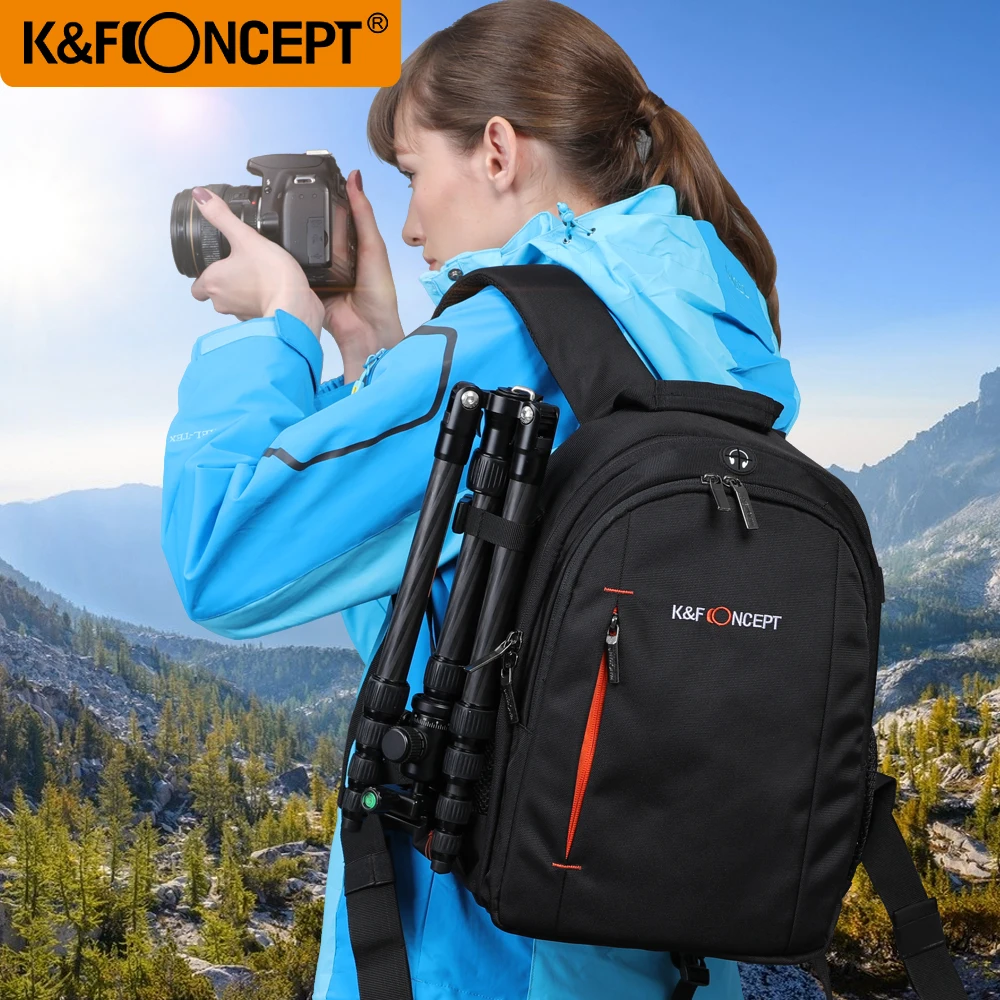 K&F CONCEPT Водонепроницаемый Рюкзак для фотоаппарата многофункциональный Многофункциональный Туристический Рюкзак для объектива с Противоугонная Молния держит Штатив и Зеркального Фотоаппарата Изысканный Дизайн