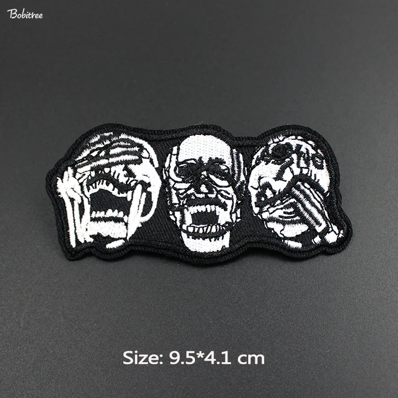 Черные патчи с вышивкой черепа в стиле панк Размер 9 5*4 1 см|Заплатки| |