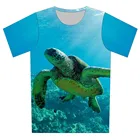 Детские футболки, футболки для мальчиков и девочек, одежда с 3D-принтом космоса, галактики, морской акулы, рыбы, морской черепахи, Дельфина, футболки с животными