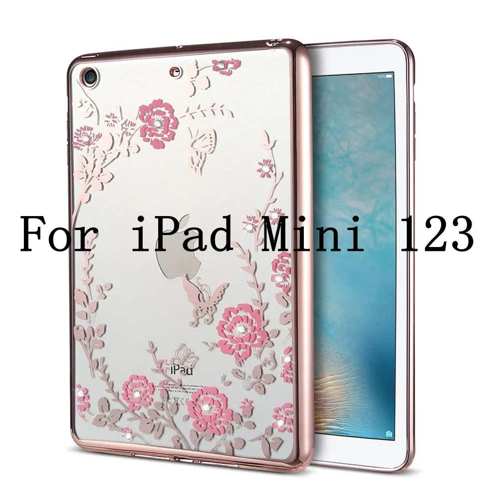 Чехол KISS с цветочным рисунком для планшета, чехол для телефона для iPad Mini 1 2 3, мягкий силиконовый чехол для iPad 6 Mini 1 2 3 4, блестящая задняя крышка с 3D цветком - Цвет: Pattern 1