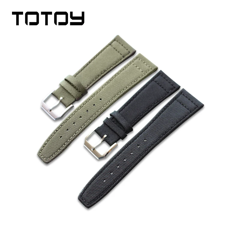 Ремешки для часов TOTOY из парусины и кожи Мягкие Кожаные наручных 20 мм 21 22 подходят