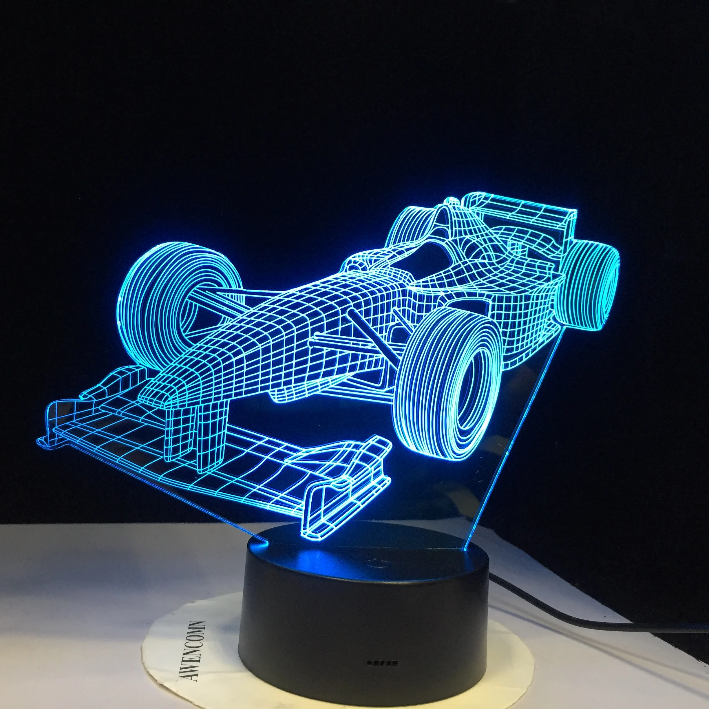 Гоночный автомобиль F1 USB Светодиодная настольная лампа супер 3D ночник иллюзия