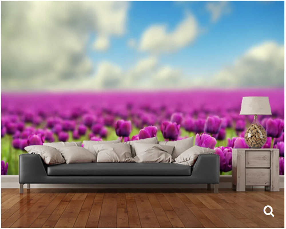 

Фотообои под заказ, Весенние тюльпаны, 3D текстильные обои для гостиной, спальни, фон для телевизора, тисненые обои