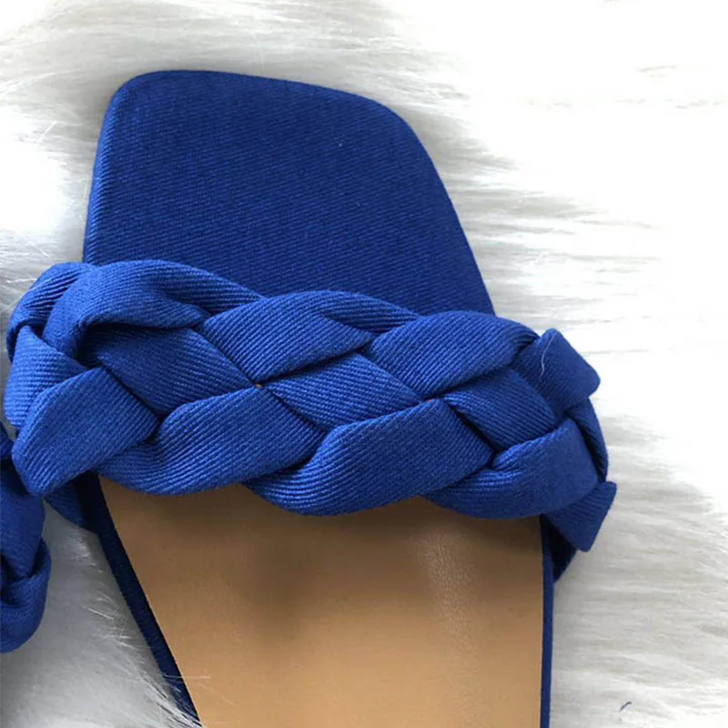 Summer Women Slippers Denim Sexy Flat Slides Open Toe Female Casual Flip Flops Fashion Cut Out Sandals Mujer Beach Shoes