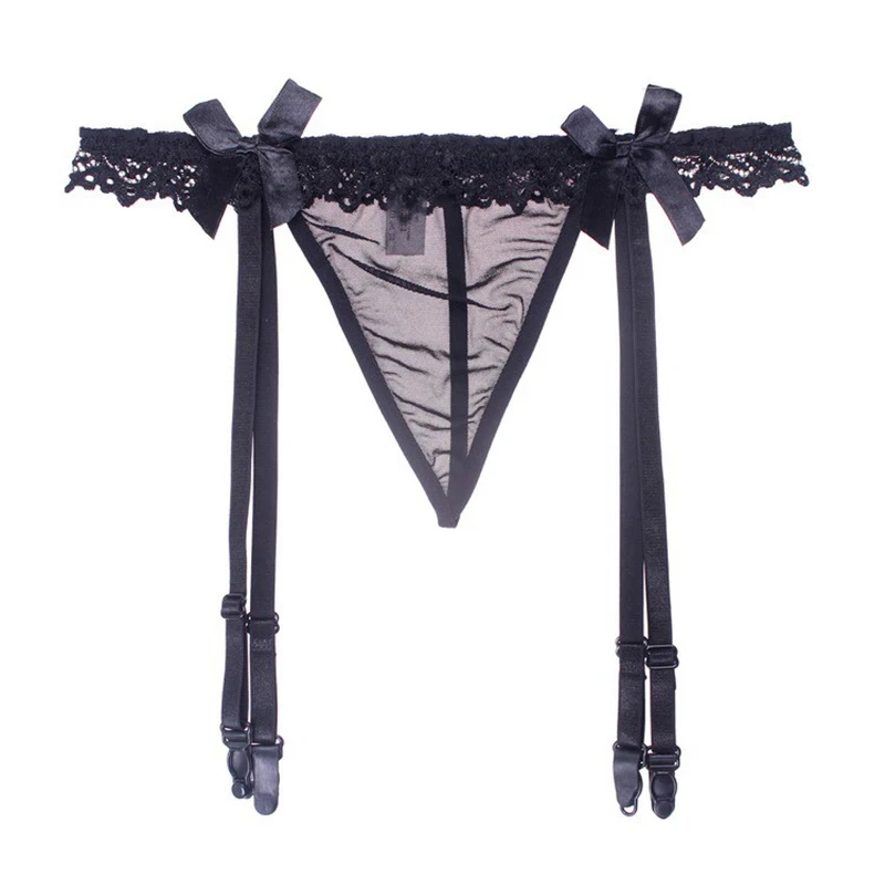 

New Arrival Sexy Women's Sheer Lace Top Thigh-Highs Garter Belt Mesh T-back Suspender Set Elastic Waist Belt for Stockings