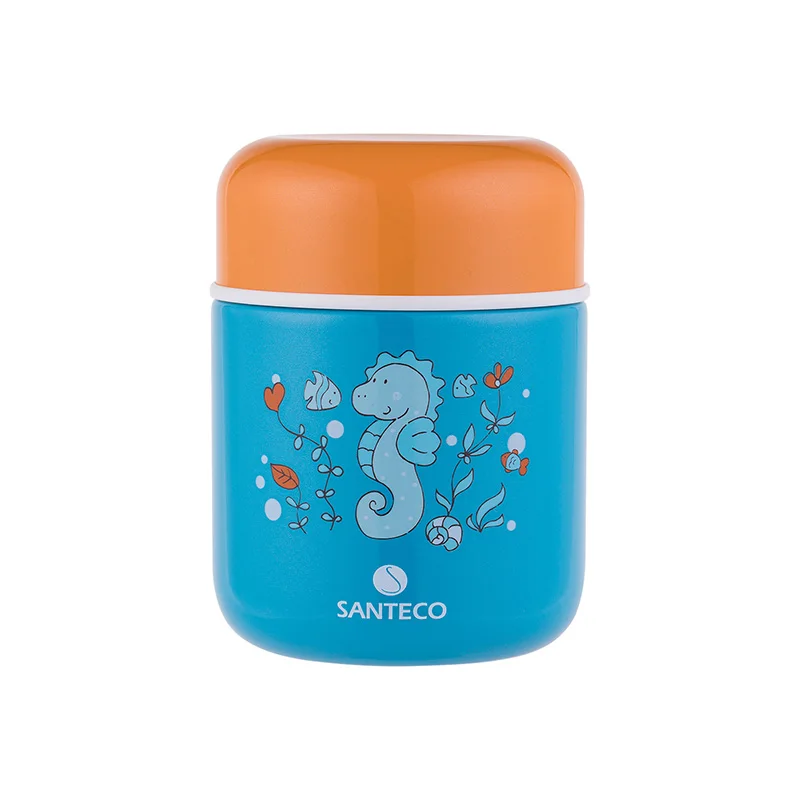 Blue Santeco термос для еды для детей, нержавеющая сталь, мультяшная банка для еды, бутылка, термос для школы, офиса, улицы, пикника, 280 мл - Цвет: Blue