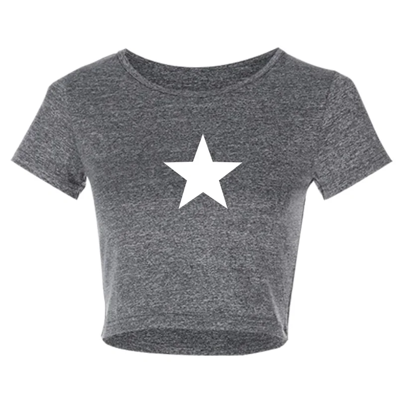 

Funny Pentagram Print Sexy T-shirt Short Sleeve Slim Short Type Sport Fitness T shirt