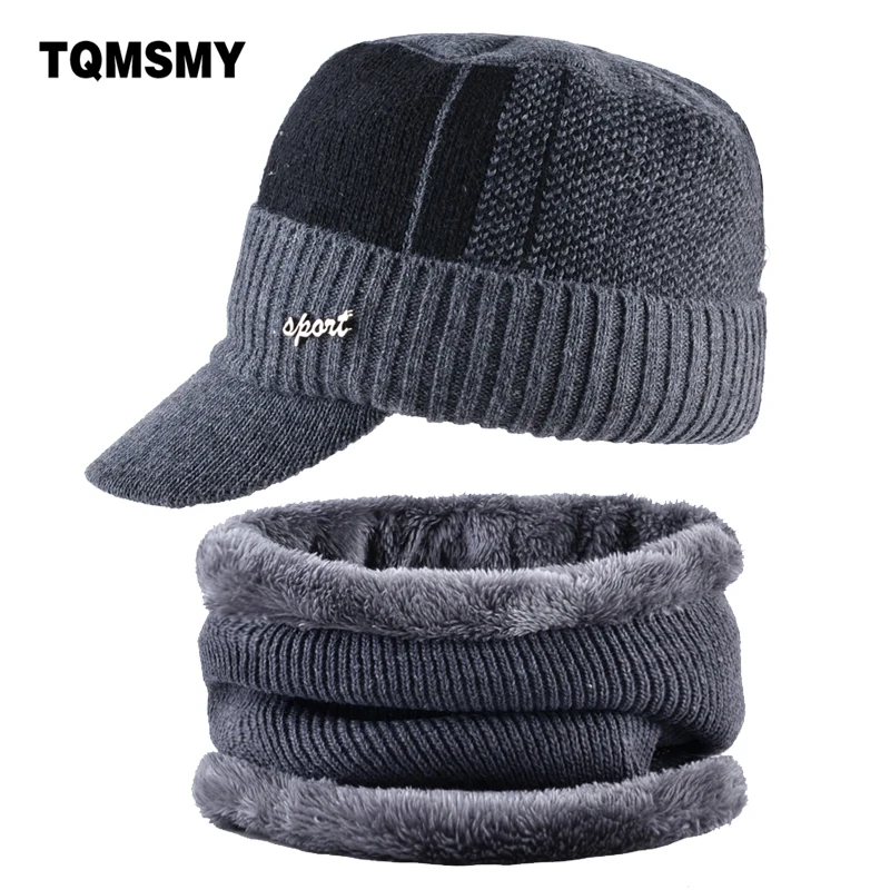 Теплый зимний набор TQMSMY мужские утепленные бейсболки вельветовые шапки шапка