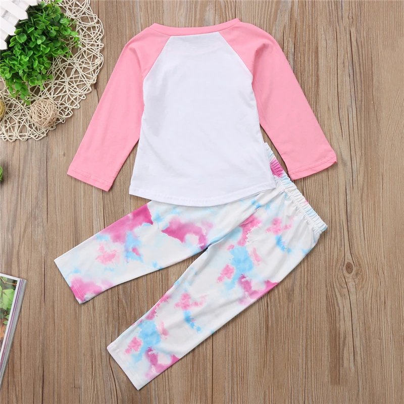 Детский комплект одежды с единорогом для маленьких девочек футболка длинными