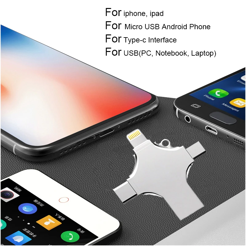 4in1 USB Flash 32 GB флешки зашифрованные Memory Stick 16 gb 64 ГБ с поддержкой otg typec Micro usb памяти