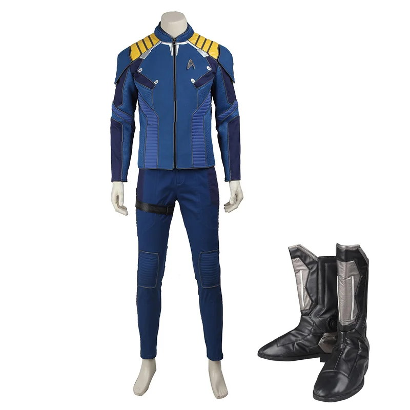 Startreks Beyond cosplay Commander, костюм из саржи, синий костюм, мужская униформа на Хэллоуин, обувь для карнавального костюма