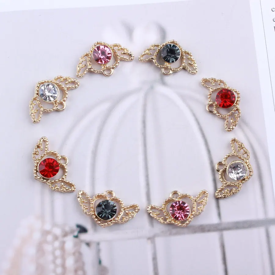 

Оптовая продажа 14*23 мм Угловые Крылья Подвеска в виде сердца DIY Ювелирное Украшение аксессуары хрустальные стразы подвески в виде сердца