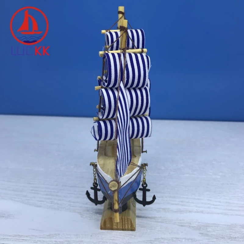 LUCKK 16 см морской мореходный деревянный модельный корабль синий домашний декор