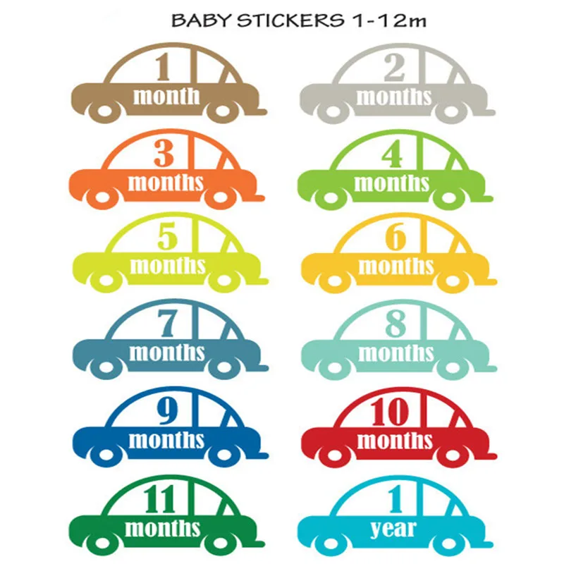 

Little Car Monthly Baby Wall Art Nursery Decor Wall Stickers Car Theme Kindergarten Kids Wall Stickers Child T170414