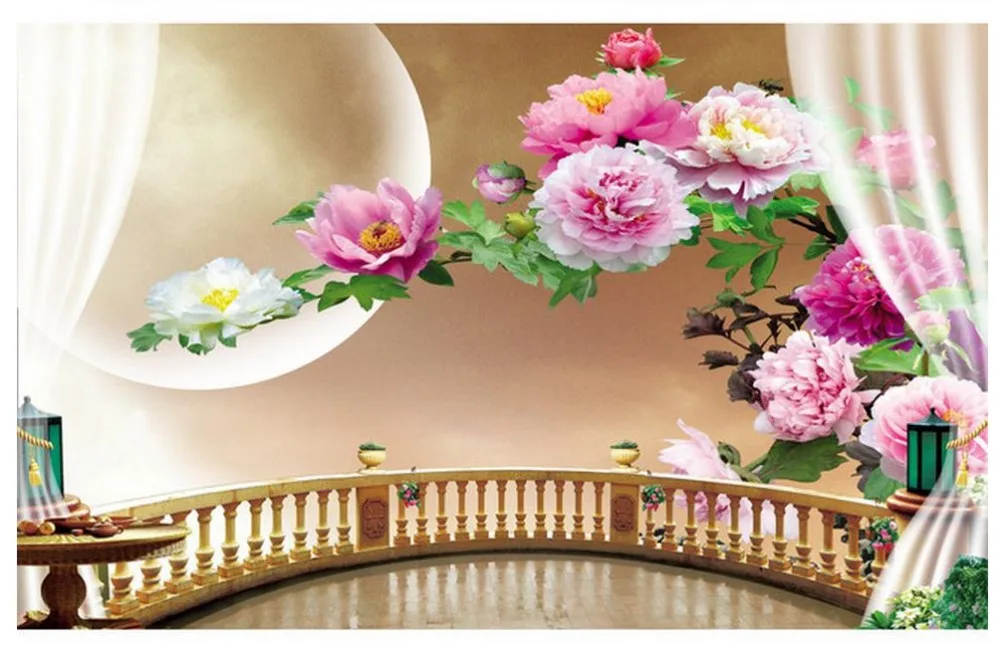 Фото обои высокое качество 3D стереоскопический ТВ диван фон росписи цветок Луна