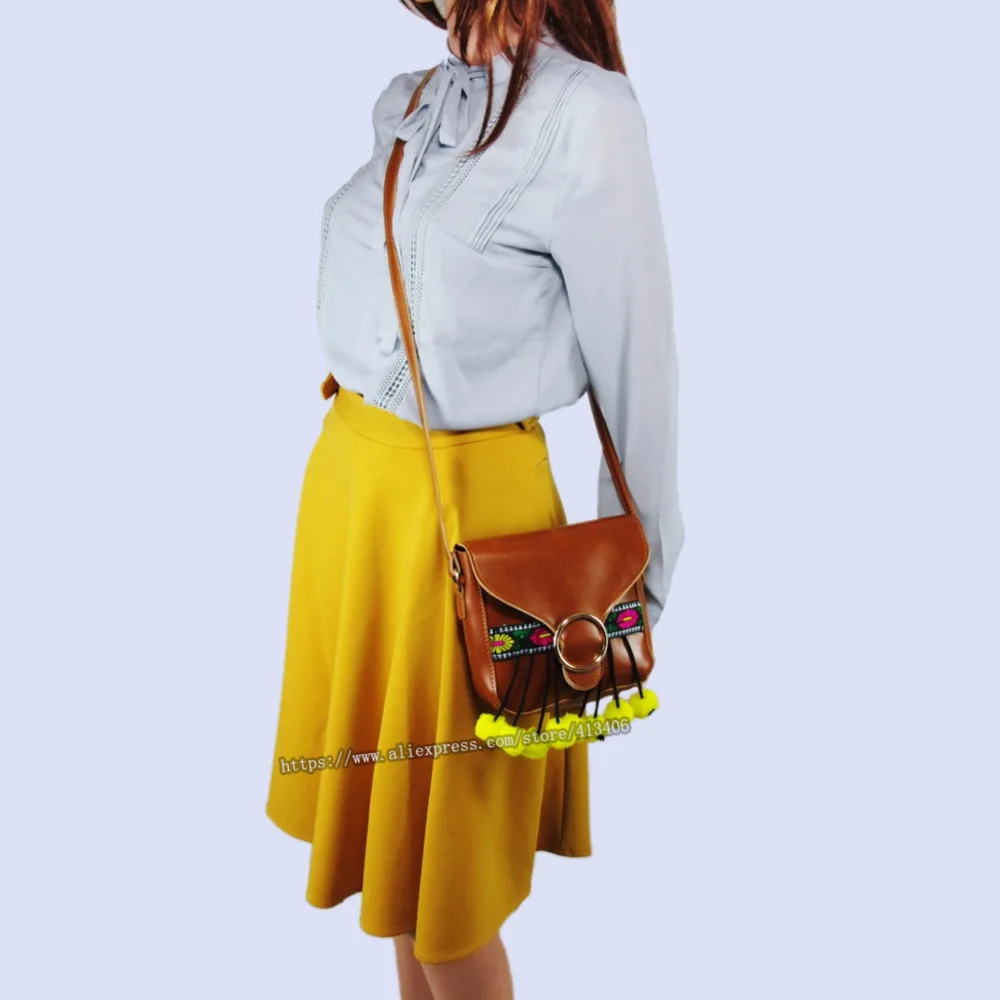 Free shipping Vintage Hmong Tribal Ethnic Thai Indian Boho shoulder message bag PU handmade embroidery floral tapestry 012 | Багаж и сумки