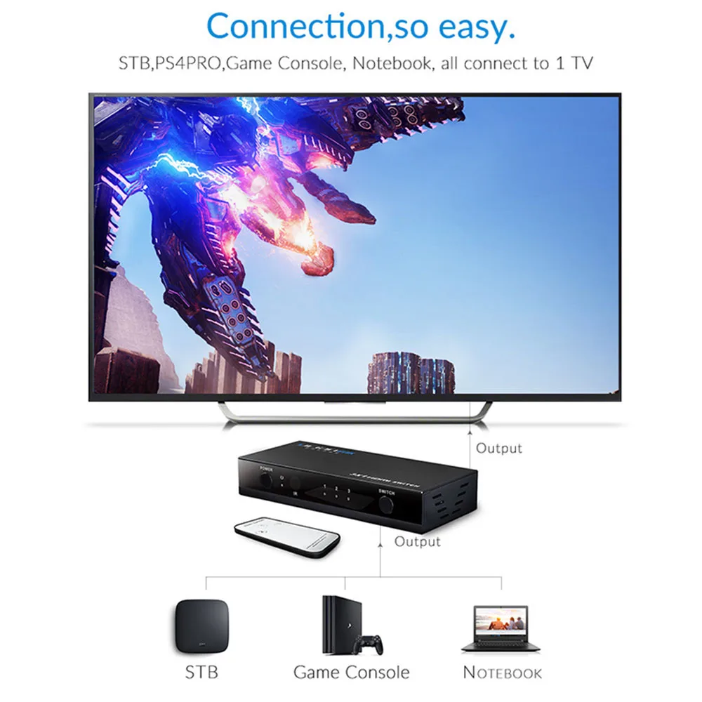 Unnlink HDMI 3 порта переключатель в 1 выход 4 1080P 4K адаптер для XBOX One 360 PS4 Smart LED TV MI Box