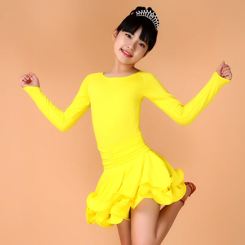 2016 детская одежда из спандекса с длинными рукавами для латинских тренировок