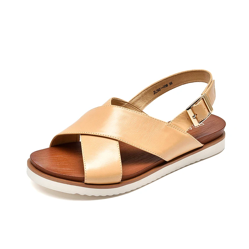 Light Brown BeauToday/пляжные сандалии; женская обувь из натуральной коровьей кожи с перекрестной шнуровкой; высокое качество; женская летняя повседневная обувь ручной работы; 32109 - Цвет: Light Brown