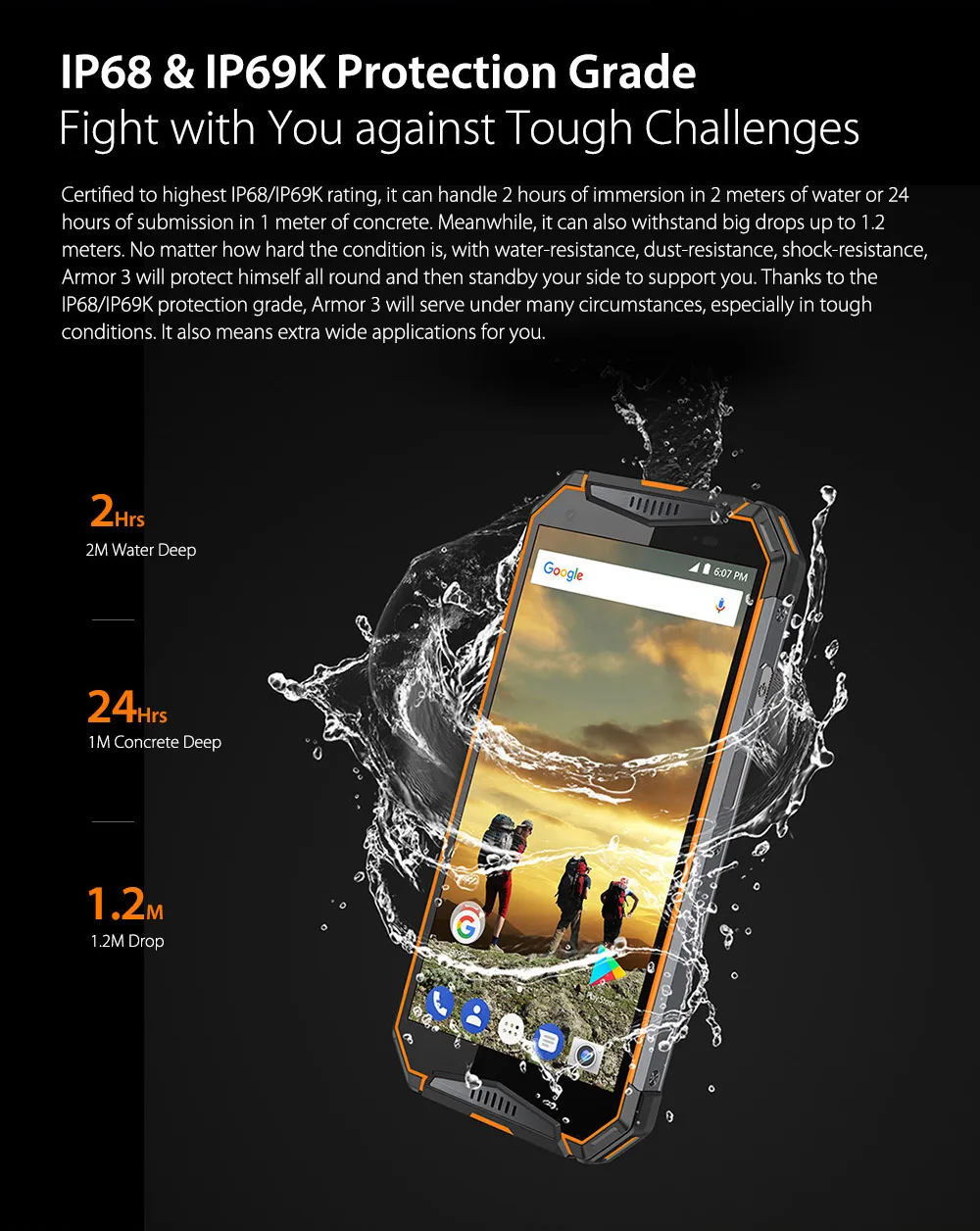 Глобальная версия Ulefone Armor 3 IP68 мобильный телефон 5," Android 8,1 Helio P23 Восьмиядерный 4 Гб+ 64 Гб 21 МП 10030 мАч NFC 4G смартфон