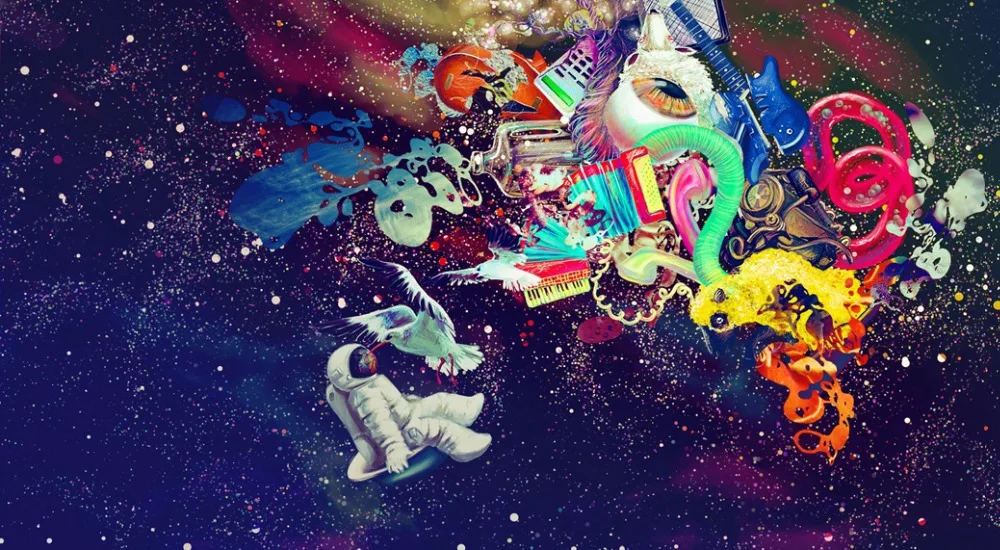 Psychedelic пористая картина естественного цвета фантазия Художественная ткань