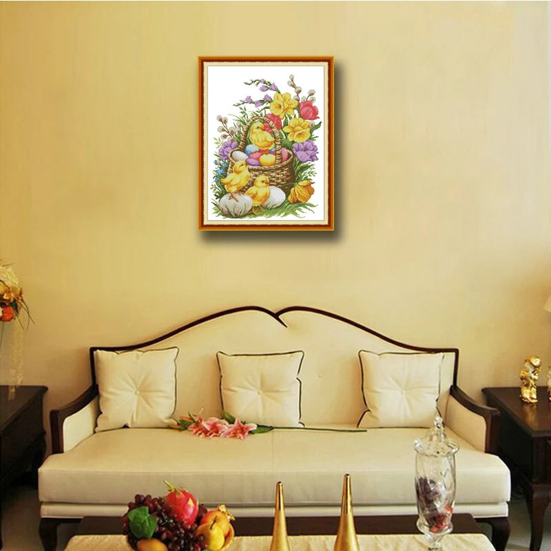 Chickens and flowers animal decor painting dmc 14CT 11CT counted cross stitch kits embroidery sets Needlework Sets Home | Дом и сад