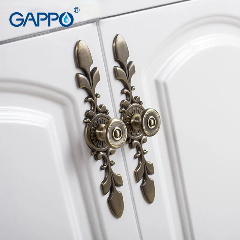 GAPPO Мебельная ручка листья резные кухонные ящики для шкафа дверные ручки