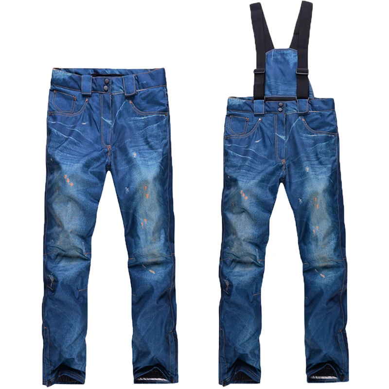 Бесплатная доставка лыжный Мотобрюки Спорт Лыжный деним Подтяжки для женщин