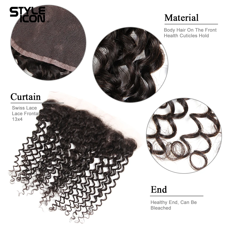 Styleicon 13x4 Lace Frontal Closure With Bundles Peruvian Deep Wave Human Hair Non Remy Extension | Шиньоны и парики