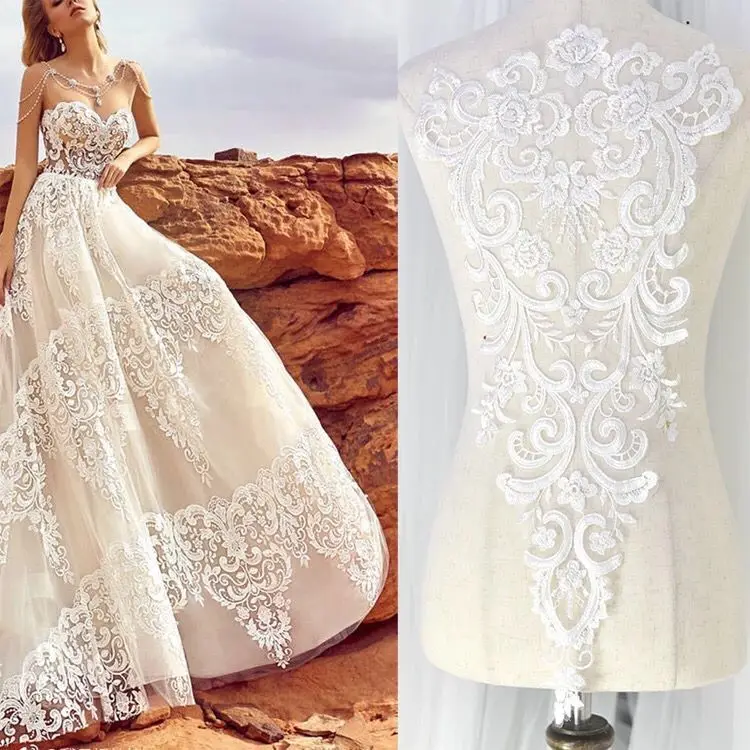 4 шт. кружевная вышитая аппликация в виде цветка слоновой кости|wedding fabric|lace
