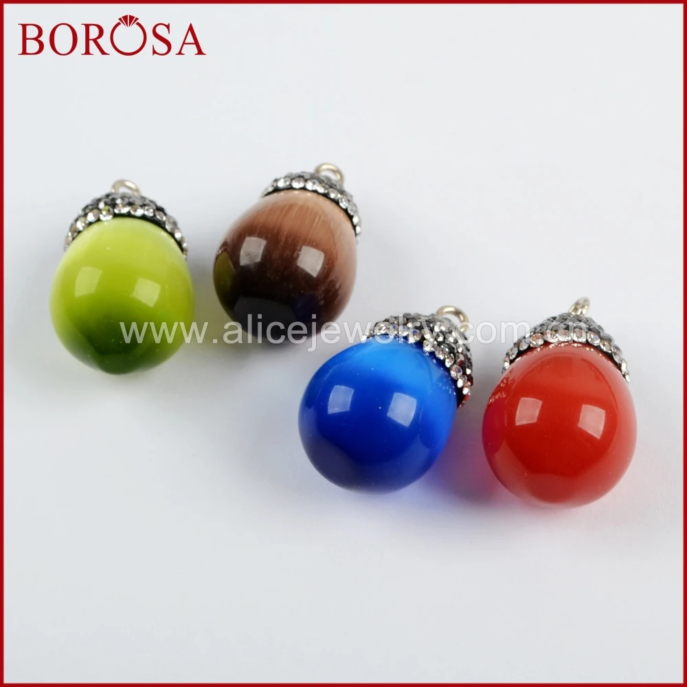 BOROSA Новые 20 шт каплевидные камни Друза с кошачьим глазом черные цирконы для