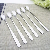 stainless steel sliver mixing spoons long handle cocktail mixing spoons ice cream scoops round shape and sharp shape 6pcs pack