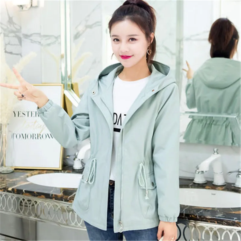 Короткая куртка женская 2018 Весна пальто с капюшоном Студенческая бейсбольная