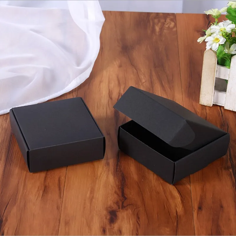 10pcs Mini Blank Kraft Paper Box White Black Candy Box Wedding Favors Gift Box Package Birthday Party Decoration Boxes Small - Цвет: Черный