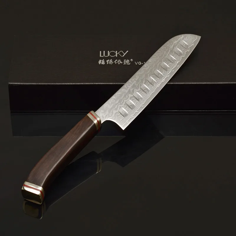Кухонный нож Santoku шеф повара японский дамасский VG10 стальная бритва острое лезвие