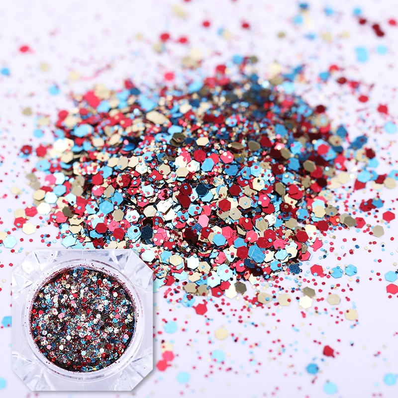 3 шт. цвета шампанского серебристые смешанные блестки для ногтей в форме