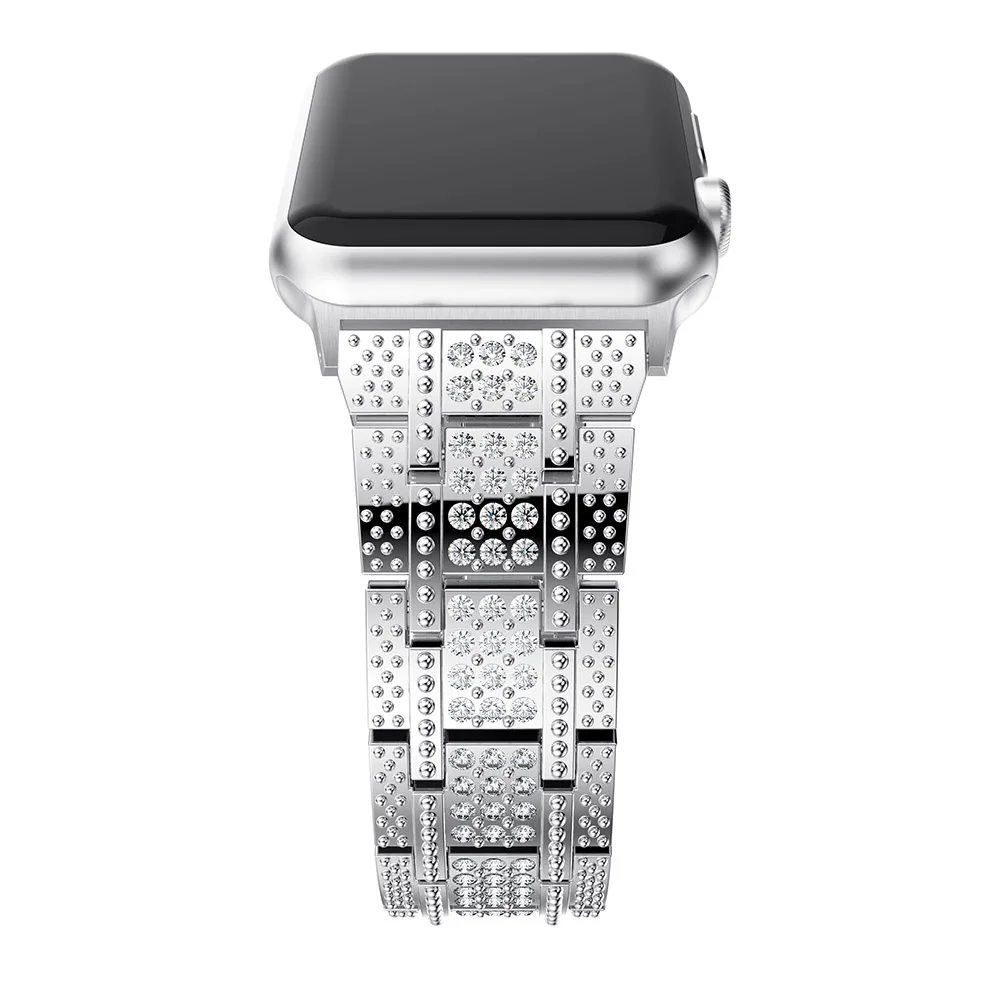 Нержавеющая сталь ремешок для Apple Watch 4 42/44 мм металлический браслет горный хрусталь Смарт-часы ремешок для iWatch серии 1 2 3 38/42 мм
