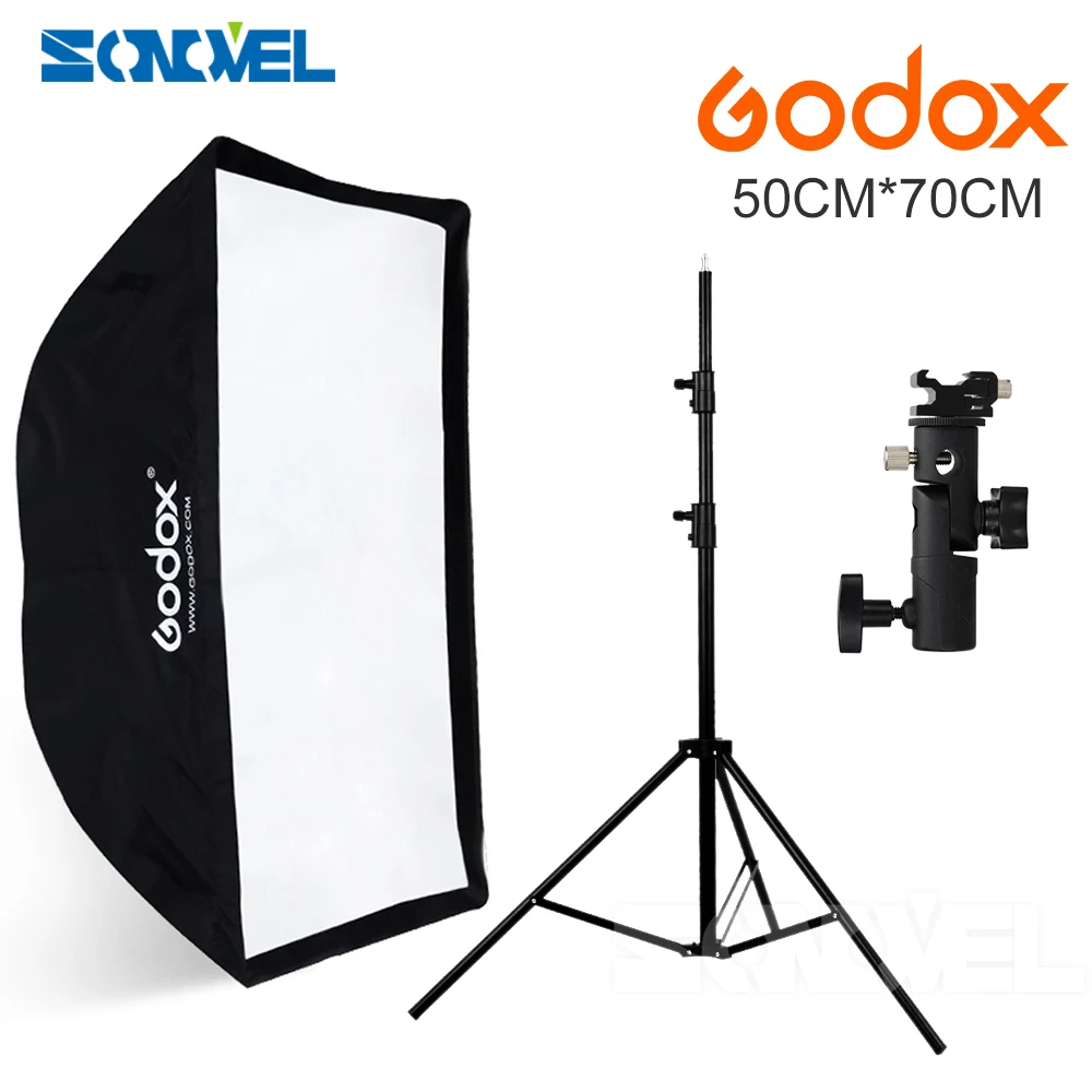

Godox Portable Softbox 50*70cm 20" * 27" Umbrella Softbox Reflector+Flash hot shoe bracket Light Stand kit for Speedlight
