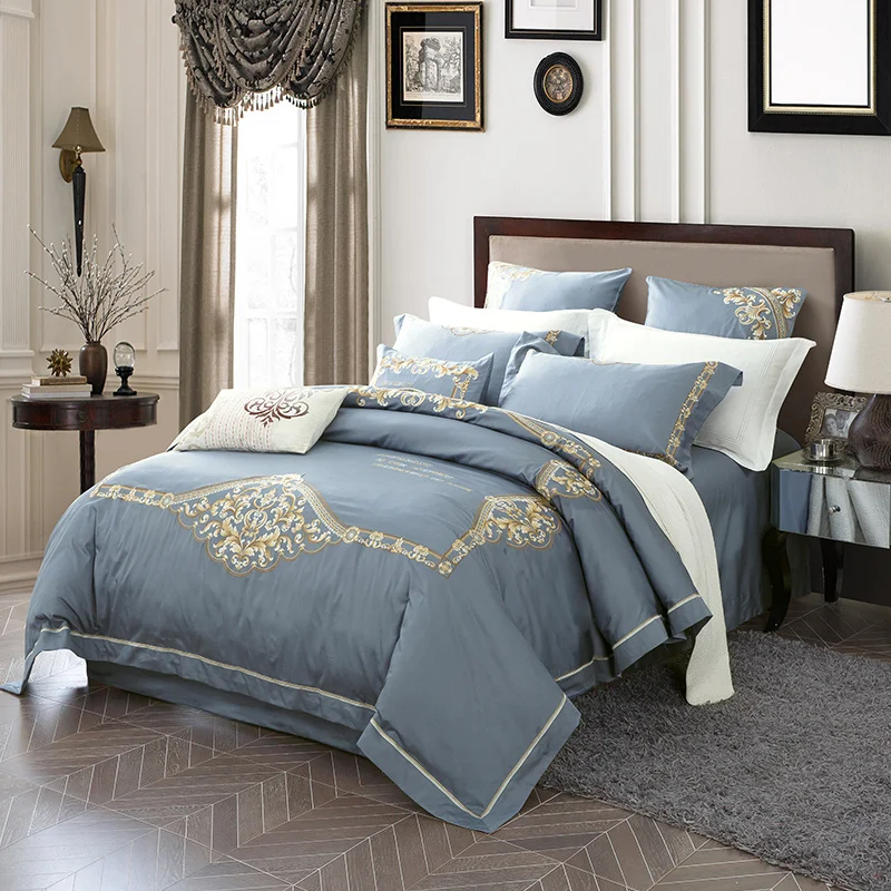 Luxury Egypt Cotton Elegant life Bedding Set Embroidery Silky Delicate Duvet Cover Bed Sheet Pillowcases Queen King Size 4/6Pcs | Дом и сад