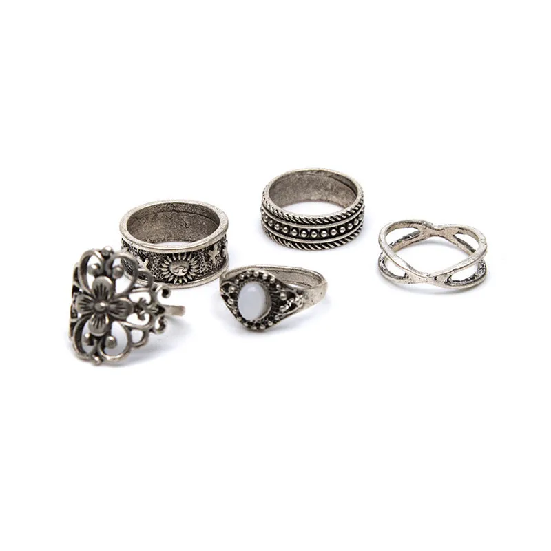 Knock 5 шт./компл. Модные Винтажные богемные турецкие кольца набор стимпанк колечки