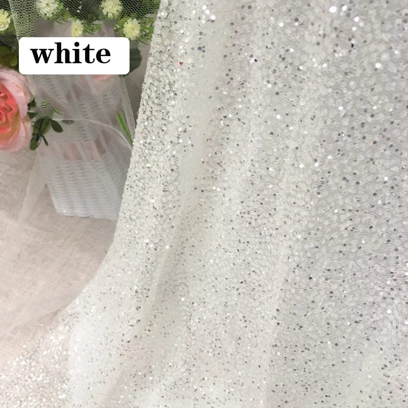 white 130X50 см блестящая ткань, лоскутное шитье, тюль для свадеб, олень, вечерние платья, одежда ручной работы - Цвет: white